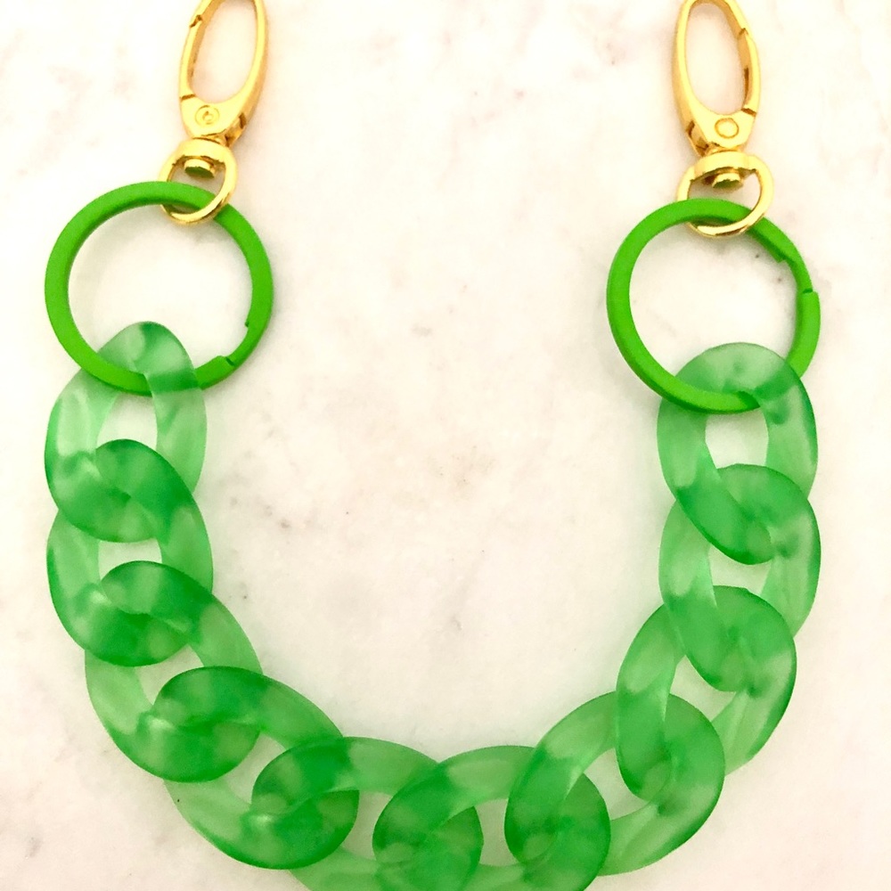 Acrylic Translucent Green Chain Link Bag Strap or Charm/Keychain